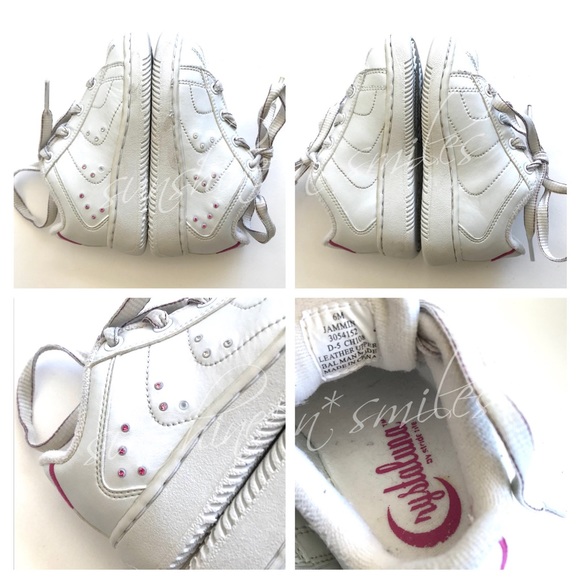 CRYSTALUNA by Stride Rite JAMMIN White Pink Gemstone Leather Lace-Up Sneakers 6M - Picture 4 of 7